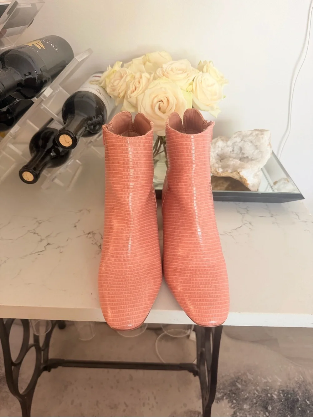 Chinese Laundry Coral Pink Textured Ankle Booties